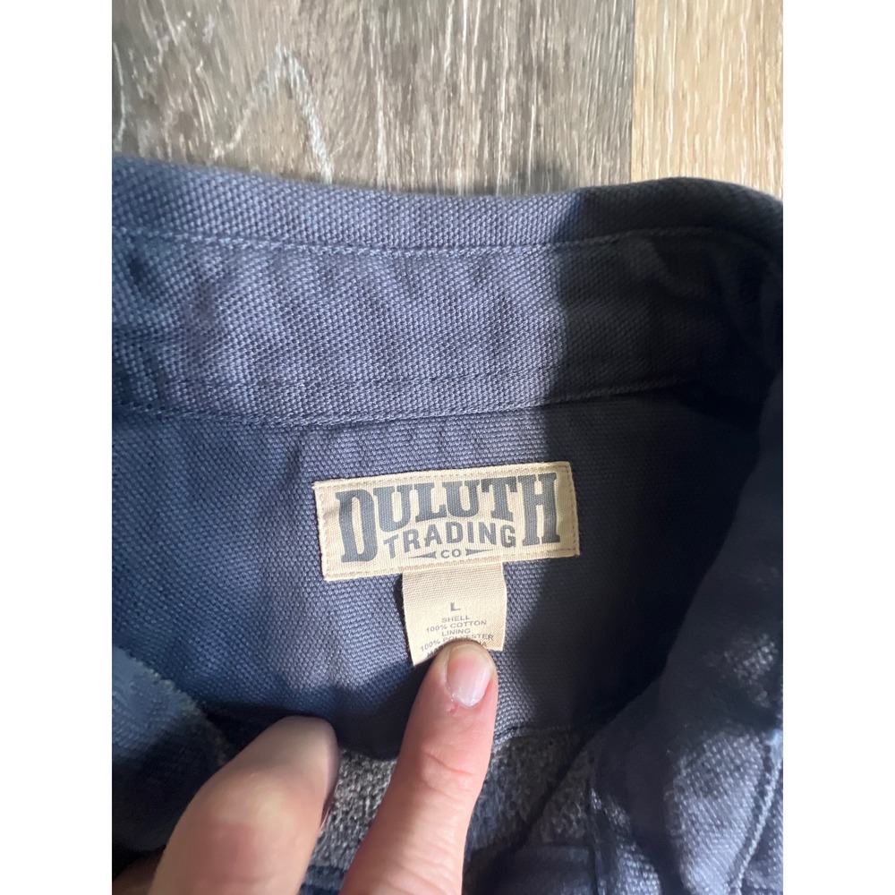 Duluth Trading Co Shirt Jacket Mens Large Gray Excellent Fleece Lined Canvas - Picture 2 of 6